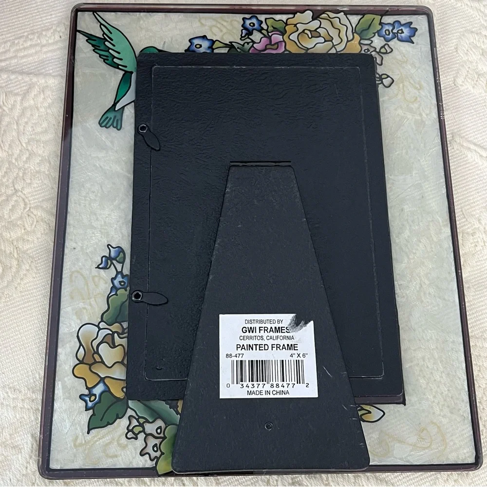 GWI Glass Picture Frame With Painted Flower Design For 4x6 Photo